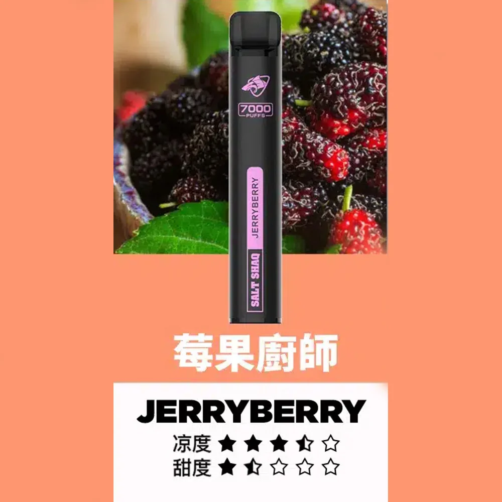 SALT SHAQ鯊克小黑條一次性電子煙 7000口 莓果